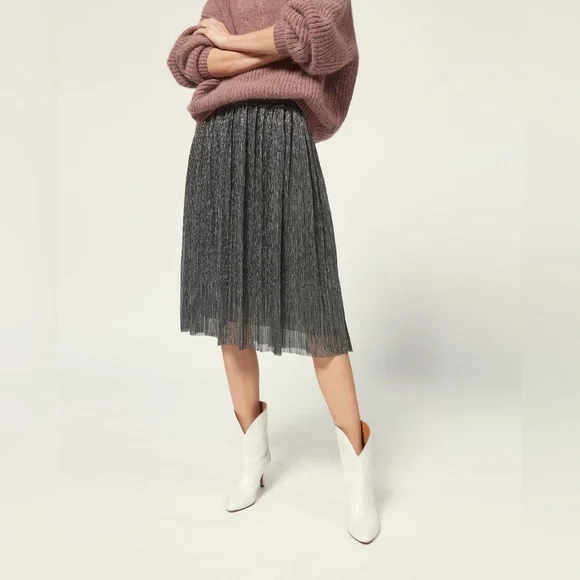 Isabel Marant Étoile Beatrice Gunmetal Metallic Skirt Size 38 - Picture 2 of 16